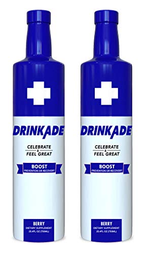 DrinkAde Boost (2pk 750ml Bottles) Hydration & Recovery Drink with Caffeine, Electrolytes, Vitamin B, Milk Thistle for Energy and Liver Detox, Only 5 Calories, No Sugar, Vegan, Non-GMO