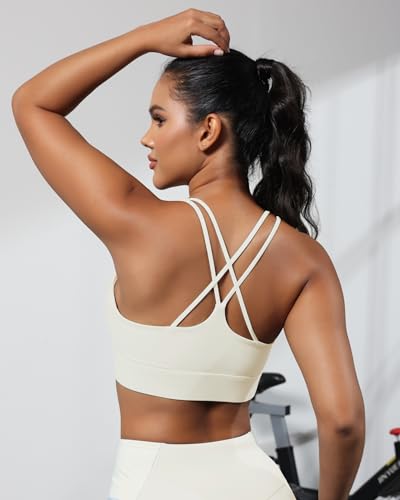 Image of Grace Form Sports Bra for Women Strappy Medium Support Push Up Padded Sports Bra for Running Workout Bra Yoga Bra