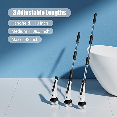 Electric Spin Scrubber, Osrgeuti 2023 New Cordless Shower Brush With 10 Replaceable Cleaner Brush And Adjustable Extension Handle, Power Bathroom Scrubber For Bathtub, Grout, Tile, Floor, Wall, Sink #TOP1