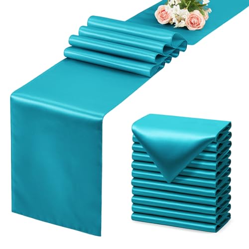 12 Pack Teal Blue Table Runner 12x108 Inches Long...