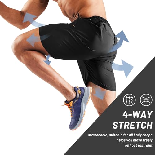 Image of MIER Men's Quick Dry Running Shorts with Zipper Pocket Elastic Waist Athletic Workout Exercise Shorts