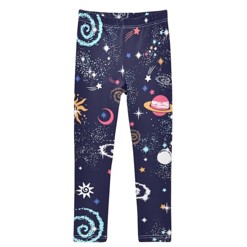 Girls' Leggings Ankle Length Printed Leggings Space Galaxy Star Soft Comfortable Pants for Kids Girls 4-10 Years