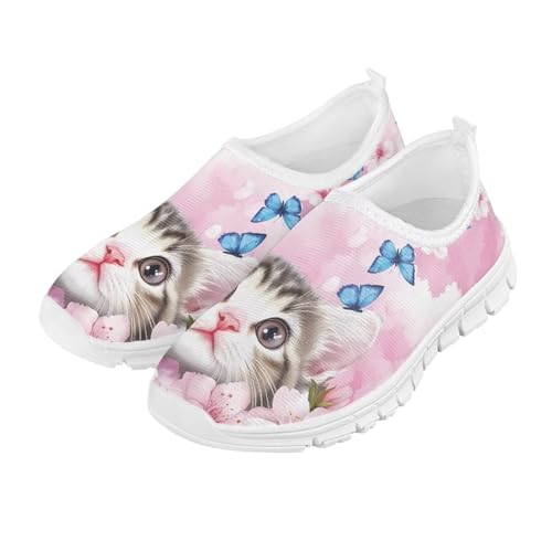 Girls'Running Shoes,Boys'Slip On Flats Lightweight Sports Shoes,Comfortable Elastic Shoes for Playing Walking