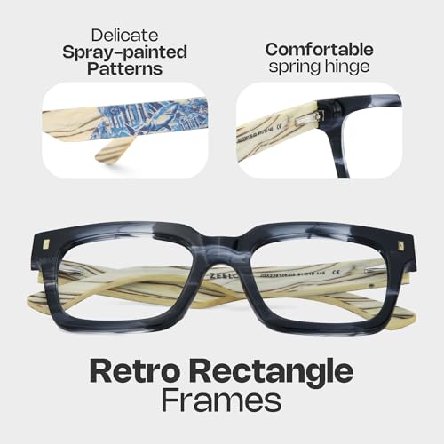 Image of Zeelool Stylish Rectangle Blue Light Blocking Glasses for Men TV Phone Computer Gaming Glasses ZJGX239126-02 Gray