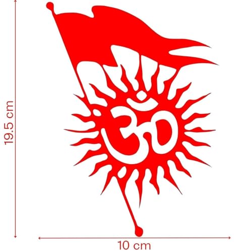 Image of KREEPO Pack of 2 Om & Flag Religious Self-Adhesive Vinyl Car Decal Sticker for Exterior Use| Dashboard| Windshield (Red)