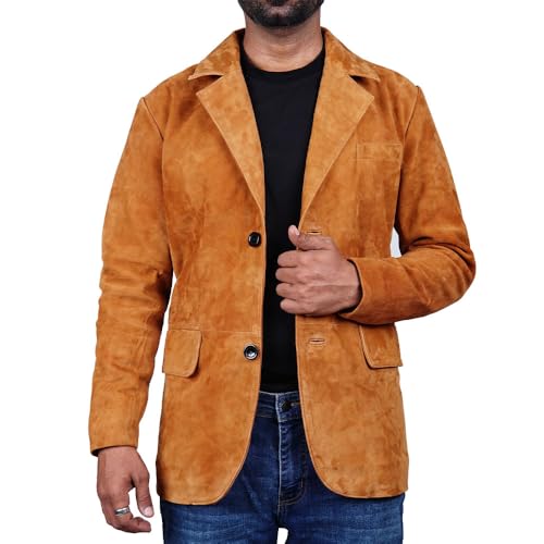 Image of Suede Leather Blazer for Men Suede Sport Coat for Men Blazer Suede Leather Jacket Blazer Coat for Men