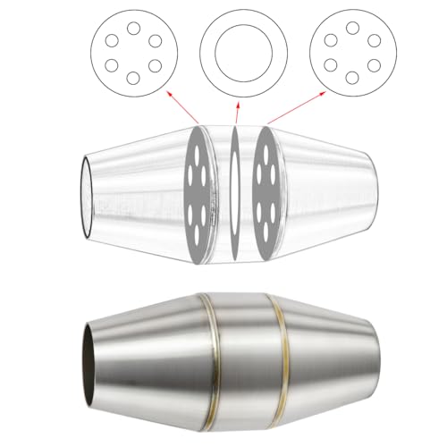 Exhaust Pipe Resonator Baffle Muffler DB Killer Quiet Mid Pipe Expansion Chamber Silencer Noise Eliminator Deadener for Motorcycle ATV UTV Go Kart (C)