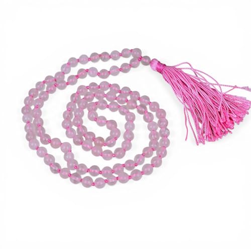 Mala Japa en quartz rose contre le stress, collier de méditation pour retrouver le calme