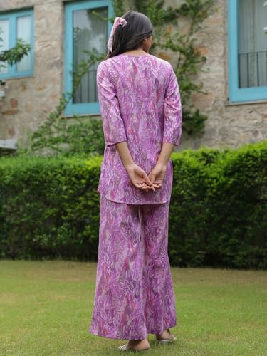 Image of GRECIILOOKS Co-ord Set for Women Stylish | Kurtis | Anarkali Viscose Printed Kurta & Straight Pant Sets | Festive Ethnic Indian Traditional Outfit for Functions & Puja | 3 /4 Half Sleeve