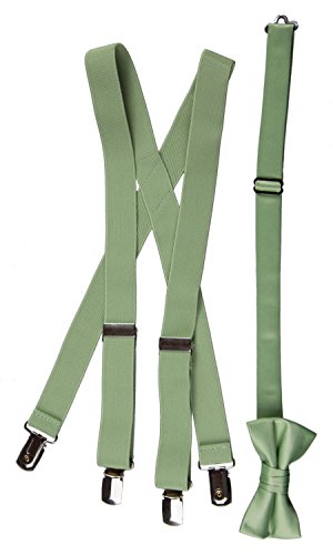Tuxgear Mens Matching Adjustable Suspender and Bow Tie Sets in Multiple Sizes (Sage, Toddler 25