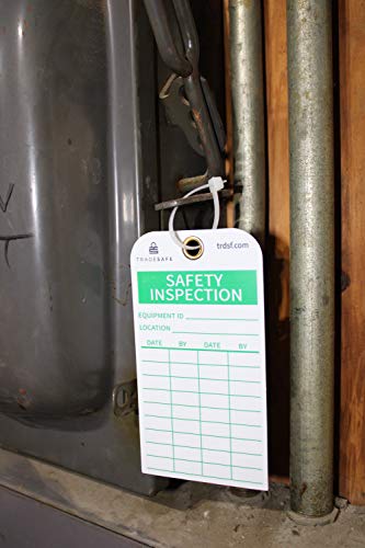 TRADESAFE Safety Inspection Tag for Accident Prevention - Durable Vinyl Plastic - 30 pack - w/zip ties | for Scaffolds, Ladders, Fire Extinguisher, Machinery, Hazards, Inventory, Out of Service
