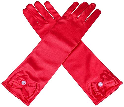 Image of FancyDressWale Girls Satin Long Gloves for Princess Dress Up Party With Bows