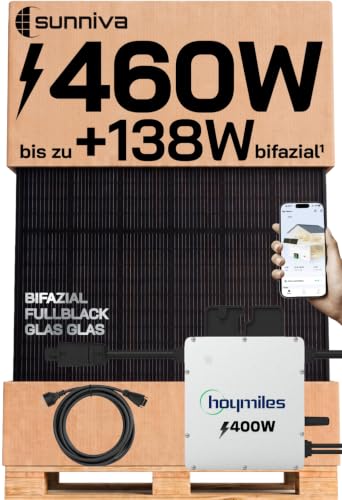 SUNNIVA® 460W Balkonkraftwerk BIFAZIAL FULLBLACK komplett Steckdose HOYMILES 400 Watt...