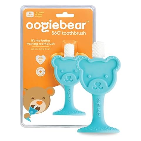 oogiebear Infant-to-Toddler Training Teether Toothbrush - 0-2 Years - 360° Soft Silicone, Promotes Safe Brushing, Baby & Kids Health - Teddy Bear Design Oral Care - 1 Unit Cover
