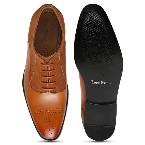 Image of LOUIS STITCH Men's Formal Shoes | Handcrafted European Leather Brogues | Lace-Up Style for Business, Formal (LSEUBGSU)