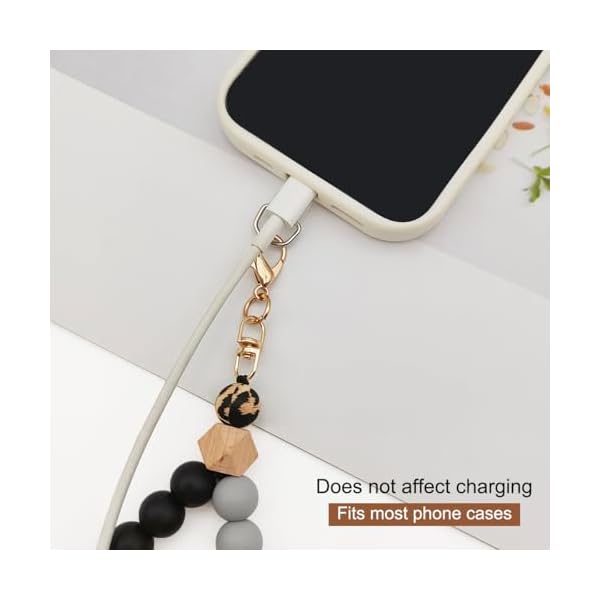 Silicone Beaded Phone Wrist Strap + 2 Pcs Patches, Cellphone Lanyard with Tether Tab - Image 7