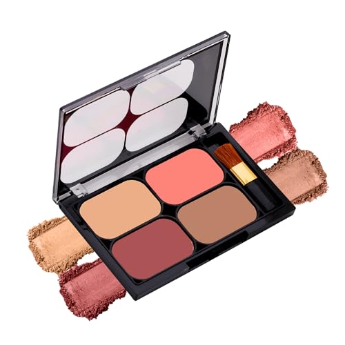 Image of Colors Queen Blush and Highlighter Palette for Face Makeup | Matte Finish, Highly Pigmented & Lightweight Silky Smooth Texture | Blusher and Highlighter Palette with Brush (Multicolor - 04)