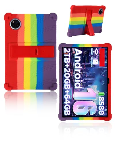 Étui DOOGEE Tab A9+ silicone souple avec support réglable arc-en-ciel