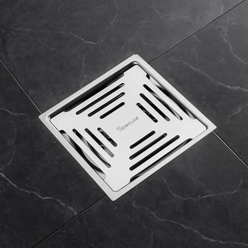 Image of Silver Exclusive Jade Floor Drainer | 304-Grade Stainless Steel | 5x5 inch Anti-Rust & Anti-Crack Floor Drain with Brushed Finish | Stain Resistant Silver Bathroom /Kitchen Drain Cover