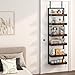 BUKFEN 6-Tier Over the Door Pantry Organizer, 2-in-1 Door Hanging or Wall Mounted Spice Rack, Heavy Duty Metal Storage Shelves with Adjustable Wooden Baskets for Kitchen Bathroom Closet
