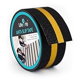 LifeGrip Anti Slip Traction Tape with Reflective Stripe, Best Grip, Friction, Abrasive Adhesive for Stairs, Safety, Tread Step, Indoor, Outdoor, Black (2