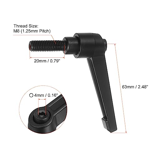 Image of HARFINGTON 6pcs Adjustable Clamping Lever Handles M8 x 20mm Male Thread Bolt Knobs Rotating Screw Locking Quick Release Ratchet Push Button Handle, Black