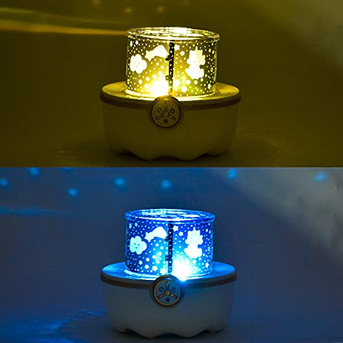 Luminária Infantil Projetor Abajur Criança Recarregável USB Laço AZUL CBRN19397 - Commerce Brasil