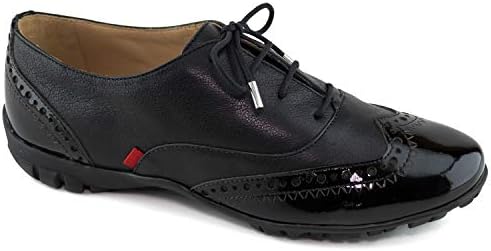 Womens Casual Comfortable Genuine Leather Lightweight Performance Spikeless Breathable Waterproof Cushion Support Laceup Golf Shoe Black Soft Patent 7
