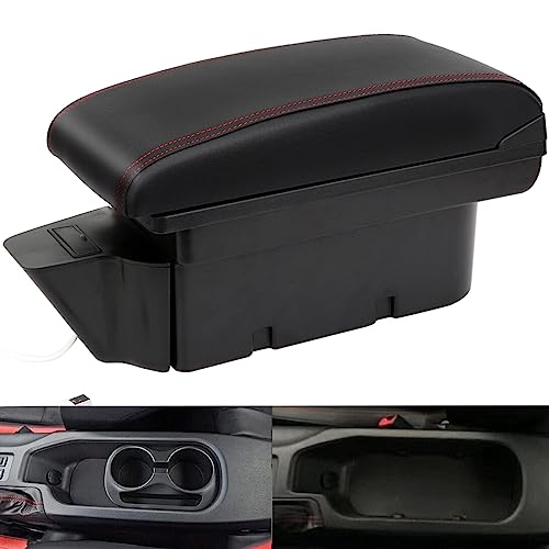 HRCHCG Consoles Armrest For TOYOTA 86 GT86 / Subaru Brz Center Dual Storage Box for Scion FR-S 2012-2020 (Red Stitches)