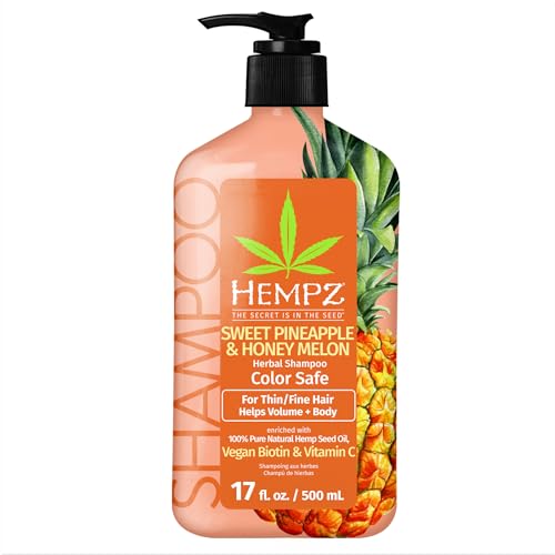 Image of Hempz Biotin Shampoo - Sweet Pineapple & Honey Melon - For Thin /Fine Hair Growth & Strengthening of Dry, Damaged and Color Treated Hair, Hydrating, Softening, Moisturizing - 17 Fl OZ