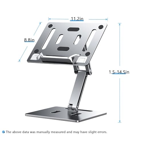 Supporto per computer portatile in metallo, regolabile, per notebook, tablet, libri di testo, ricette e riviste, con presa di calore