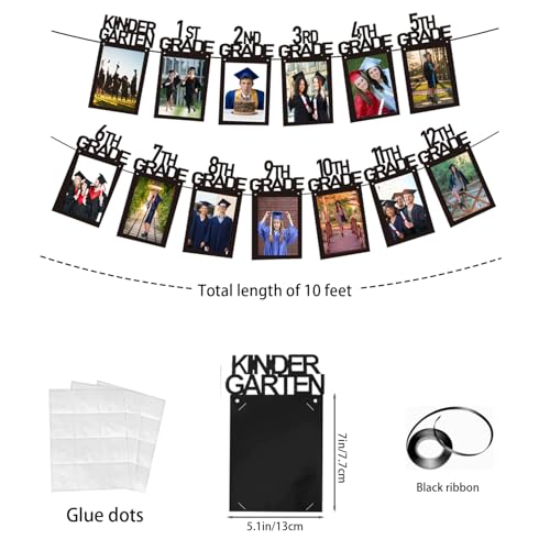 Image of Graduation Photo Banner Decoration 2025 - Photo Banner with inchK-12th Grade inch Sign & 6x4 Inch Photo Pockets - Graduation Party Backdrop for Preschool, Elementary, High School,College Grads 2025