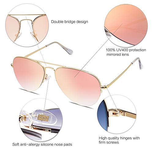 SOJOS Men's Women's Aviator Sunglasses, Classic Semi Metal Frame INSPIRATION SJ1106