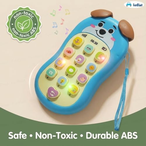Image of FunBlast Cartoon Musical Mobile Phone for Kids, Mobile with Light & Sound Toys for Babies | Educational Toys for Kids 3+ Years /Boys /Girls-1 Unit (PuppyBlue)