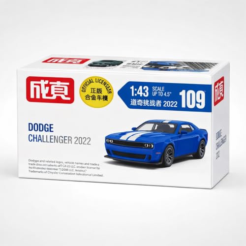 Image of Wizplex MSZ Dodge Challenger 2022 1:43 Scale Officially Licensed Die Cast Metal Car - Pull Back Classic Muscle with Openable Front Doors, Collectible Showpiece for Kids 6+ & Car Enthusiasts