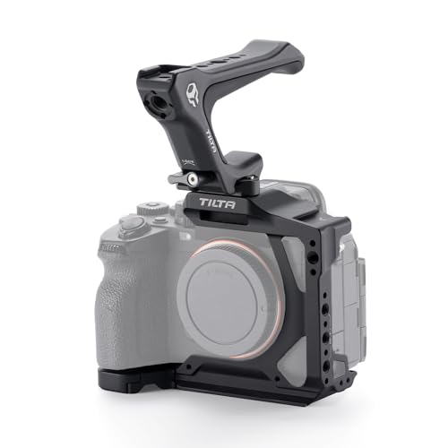 Image of Tilta Half Camera Cage Lightweight Kit for Alpha 7V A7V, A7IV, and A7R V | ARCA Bottom Plate | Xeno Top Handle | Modular Accessory Mounting - Black