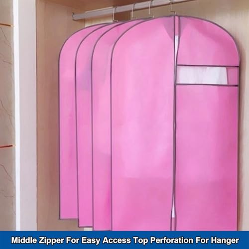 5 Pieces Garment Bags for Storage, Suit Covers for Hanging Clothes Shoulder Garment Dust for men Women Suit Coats Jackets Dress(Black,60x90cm/24x35in)4