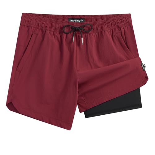 Image of maamgic Mens Swim Trunks 5 inch with Compression Liner Stretch Quick Dry Swim Shorts Swimming Trunks Bathing Suits