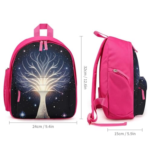 The Tree of Psychic Life Backpack for Men Women, Durable Small Bookbag Lightweight Daypack for Travel, Hiking, Pink-style2