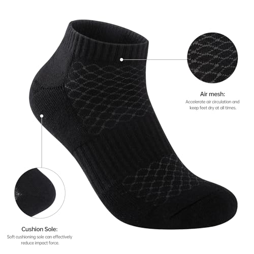 Mens 100% Cotton Cushioned Ankel Socks, Athletic Performance Running Moisture Wicking Breathable socks4