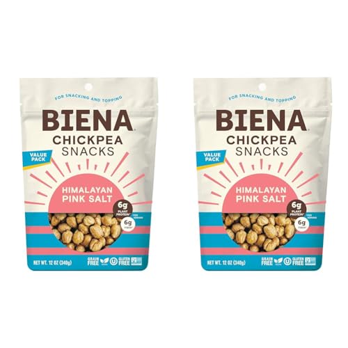 BIENA Roasted Chickpea Snacks – Himalayan Salt, 1 Value Pack – Crispy Salted Chickpeas Loaded with Protein & Fiber – Delicious, Healthy Snacks for Adults and Kids (Pack of 2)