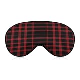 Breathable Tartan Plaid Red Eye Mask for Sleeping, Eyelash Friendly Night Blindfold...