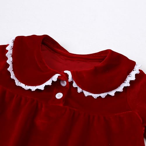 MYGBCPJS Little Girls Velvet Dress Toddler Baby Kids Warm Short Sleeve Ruffle Princess Skirt Pajamas Sleepwear3