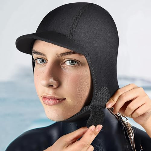 TOBWOLF Diving Hood with Adjustable Chin Strap, 2.5mm Scuba Hood, Neoprene Wetsuit Hood Surf Cap, Dive Cap Surfing Thermal Hood Beanie for Surfing Diving Kayak Rafting Canoe Snorkel Swimming - Thumbnail 6
