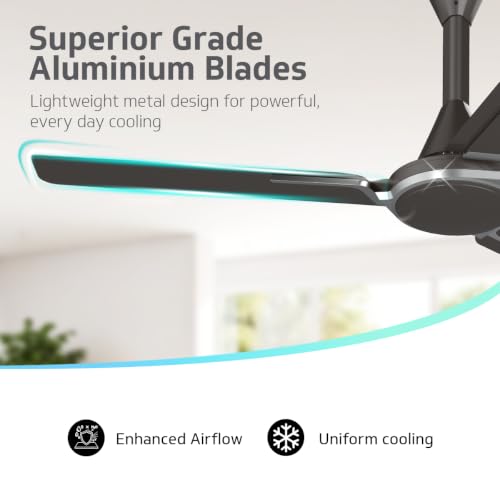 Image of V-Guard Blyzia Bs 1200mm Ceiling Fan |100% Copper Winding|Pearl White | Aerodynamically Superior Aluminium Blades | 230 CMM Airflow & 370 RPM Speed | 2 Year Warranty