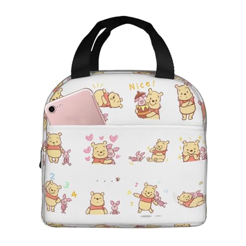 くまのプーさん ランチパック再利用可能なランチバッグコンパクトなランチボックス断熱 ファッションキャリングバッグコールドソフトアイストート再利用可能な 通勤学校ユニセックス/キッズトート ランチバッグ