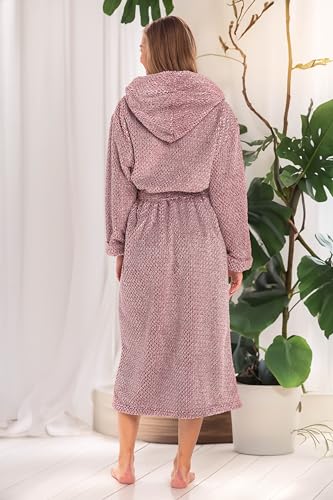 Image of Alexander Del Rossa Womens Fluffy, Fuzzy Robe for Women,Women's Long Hooded Robes, Plus Size