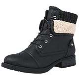 GLOBALWIN Women's Lace Up Boots for Women with Low Heel Black 8M