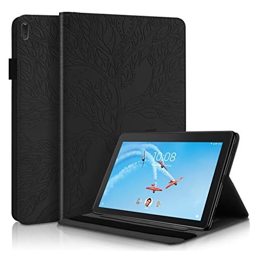 Tedtik Fodral Lenovo Tab E10 TB-X104F/Tab4 10/Tab4 10 Plus surfplatta, stöd med flera vinklar – svart