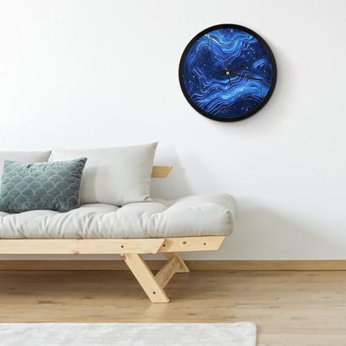Horloge murale sans tic-tac bleu électrique à cadran lisible - 5